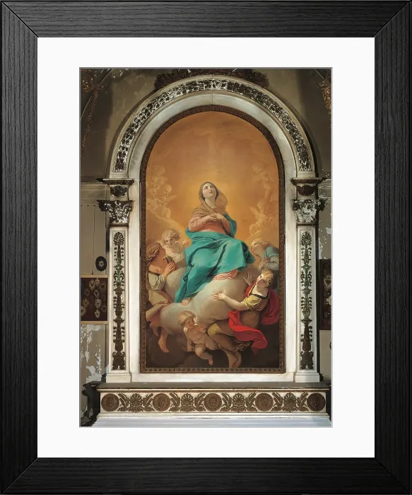 Framed Print : Our Lady of the Assumption, by Giuliano Traballesi, 18th Century, - Italy, Lombardy, Milan, San Gottardo in Corte church. All