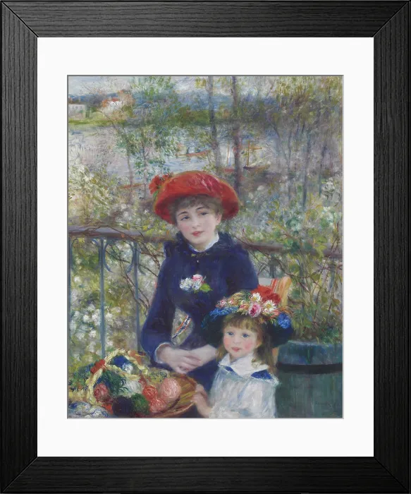 Framed Print : Two Sisters (On the Terrace), 1881, by Pierre-Auguste Renoir, 1841-1919, French Impressionist painting, Impressionism, oil on canvas