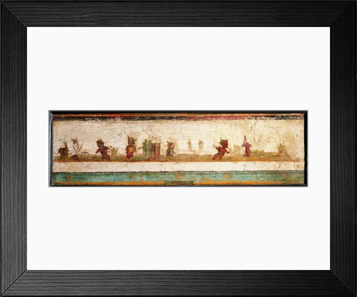 Framed Print : Badge with Pygmies, by unknown artist, 10-37, 1st Century A.D. ripped fresco, 28 x 82 cm - Italy, Campania, Naples, National Archaeological Museum, Room LXXVII, inv. 9098