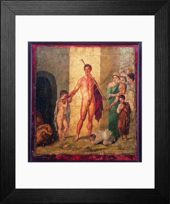 Framed Print : Theseus the Liberator, by unknown artist, 45-79, 1st Century A.D. ripped fresco, 97 x 88 cm - Italy, Campania, Naples, National Archaeological Museum, Room LXXIII, inv. 9043