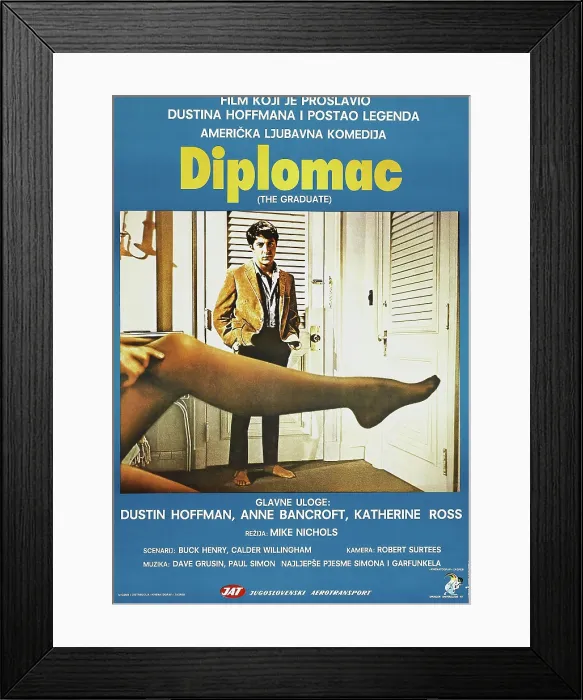 Framed Print : THE GRADUATE, (aka DIPLOMAC), Yugoslavian poster, Dustin Hoffman, 1967 Framed Print : THE GRADUATE, (aka DIPLOMAC), Yugoslavian poster, Dustin Hoffman, 1967