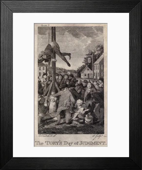Framed Print : John Malcolm, a Boston Loyalist and customs agent is tormented by a mob of patriots on Jan. 25, 1774. He was tarred and feathered, then threatened with hanging