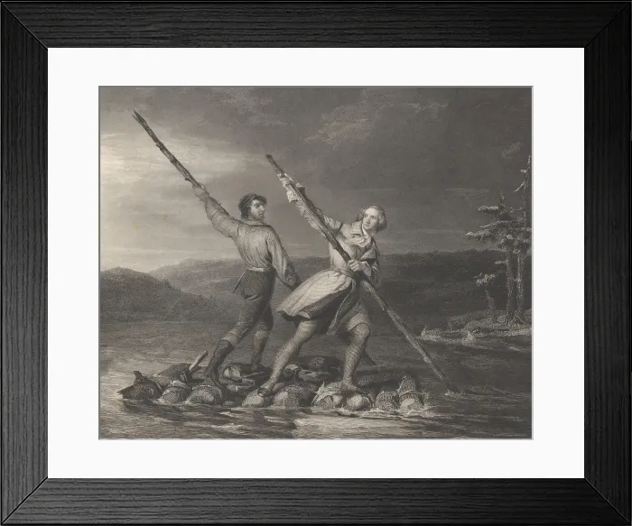 Framed Print : Major George Washington and frontiersman Christopher Gist cross the icy Allegheny River in Dec. 1763 Framed Print : Major George Washington and frontiersman Christopher Gist cross the icy Allegheny River in Dec. 1763