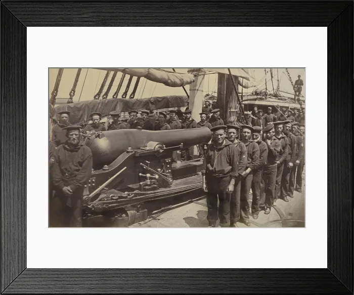 Framed Print : US Civil War. Pivot gun and crew, of the USS Pocahontas, at Edisto Island, South Carolina, April 1862