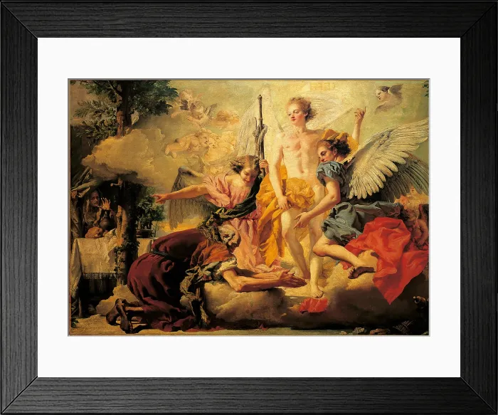 Framed Print : The Three Angels appearing to Abraham, by Giandomenico Tiepolo, 1773 - 1774, 18th Century, oil on canvas, cm 200 x 281 - Italy, Veneto, Venice, Accademia Art Galleries. All