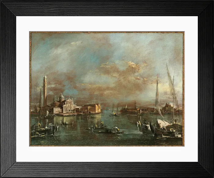 Framed Print : Bacino di San Marco with San Giorgio and the Giudecca, by Francesco Guardi, 1774 about, 18th Century, oil on canvas, cm 69, 5 x 93, 2 - Italy, Veneto, Venice