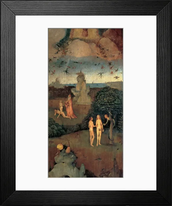 Framed Print : The Hay Wagon (The Tryptych of Hay), by Van Aeken Joren Anthoniszoon known as Bosch Hieronymus, 16th Century, 1500 about, oil on panel, cm 135 x 100, side panel each - Spain Framed Print : The Hay Wagon (The Tryptych of Hay), by Van Aeken Joren Anthoniszoon known as Bosch Hieronymus, 16th Century, 1500 about, oil on panel, cm 135 x 100, side panel each - Spain