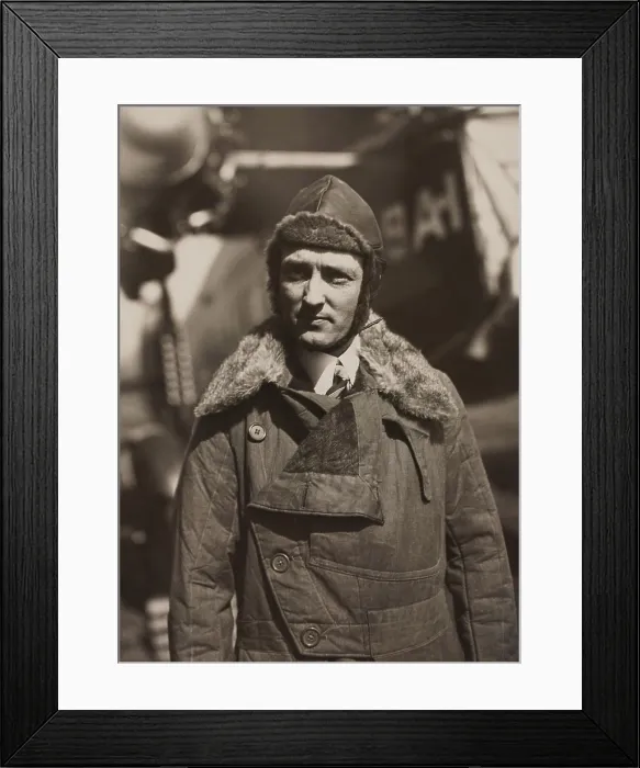 Framed Print : Arctic aviator Richard Byrd in fur lines leather flight suit and hat Framed Print : Arctic aviator Richard Byrd in fur lines leather flight suit and hat