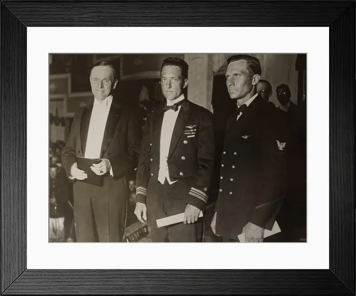 Framed Print : President Calvin Coolidge at Medal of Honor presentation ceremony for Richard Byrd and Floyd Bennett