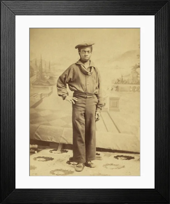 Framed Print : US Civil War. Studio portrait of an African American sailor, in the Union Navy, c. 1863-65 Framed Print : US Civil War. Studio portrait of an African American sailor, in the Union Navy, c. 1863-65