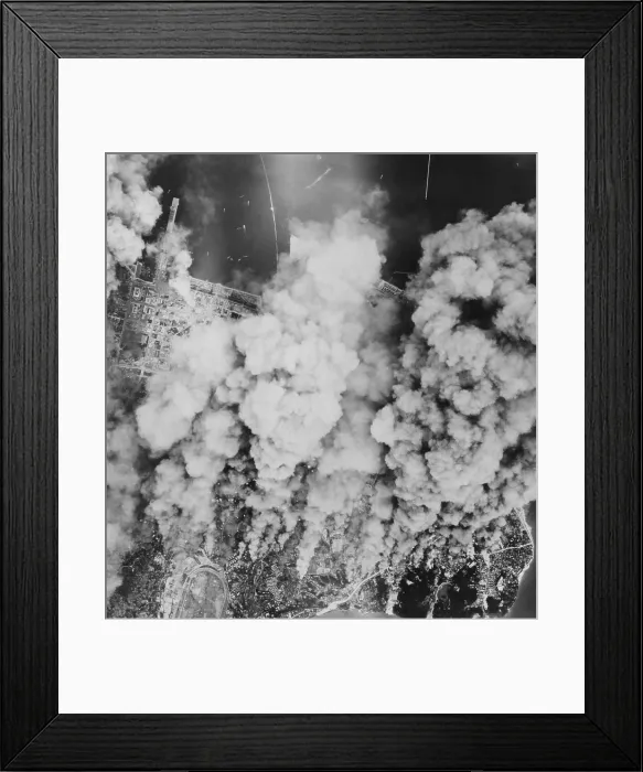 Framed Print : Smoke over Yokohama, Japan, after incendiary bombing of large sections of the city Framed Print : Smoke over Yokohama, Japan, after incendiary bombing of large sections of the city