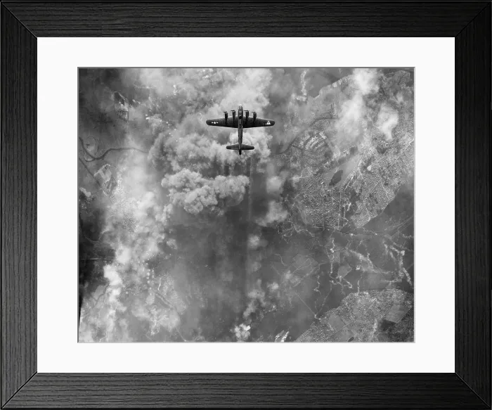 Framed Print : B-17 bomber during an March 1945 bombing raid on Erkner, Germany. World War 2. (BSLOC_2014_6_13)