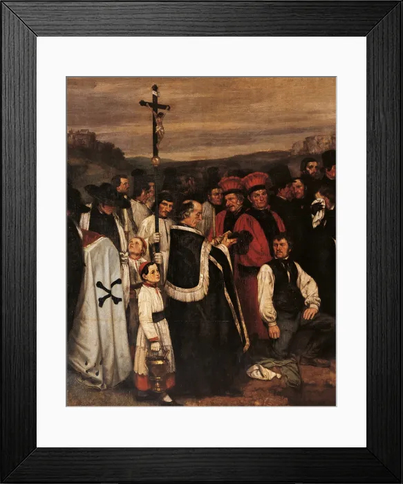 Framed Print : Funeral at Ornans, by Gustave Courbet, 1849 - 1850, 19th Century, oil on canvas, cm 315 x 668 - France, Ile de France, Paris, Muse dOrsay. Detail