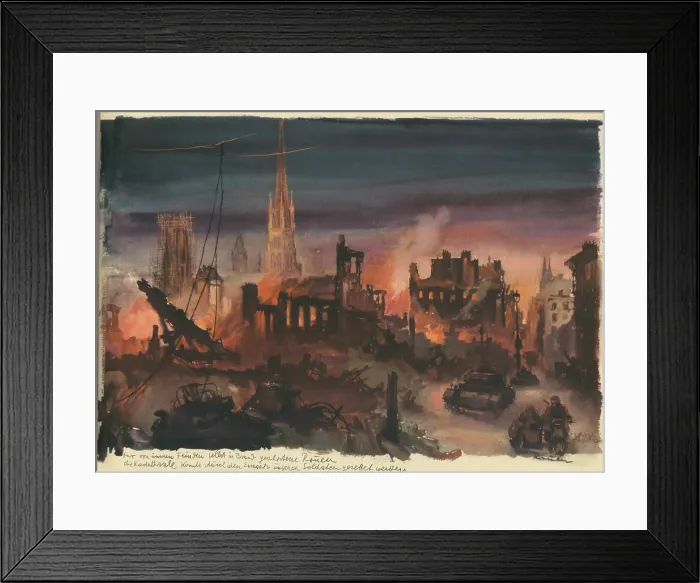 Framed Print : Illustration showing the destruction of Rouen, France in 1944. Rouen was heavily bombed between March and August 1944 just before and during the Battle of Normandy Framed Print : Illustration showing the destruction of Rouen, France in 1944. Rouen was heavily bombed between March and August 1944 just before and during the Battle of Normandy