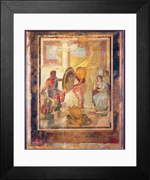 Framed Print : Thetis and Hephaestus, by unknown artist, 45-79, 1st Century A.D. ripped fresco, 159 x 113 cm - Italy, Campania, Naples, National Archaeological Museum, Room LXXIII, inv. 9529