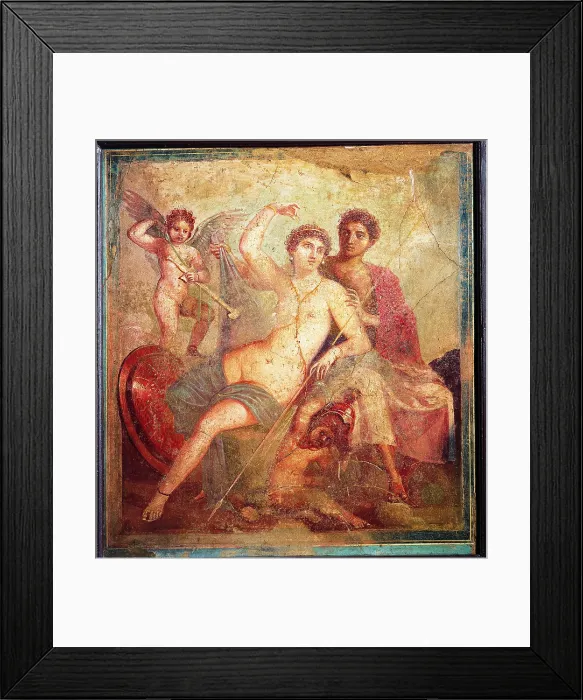 Framed Print : Ares and Aphrodite, by unknown artist, 45-79, 1st Century A.D. ripped fresco, 99 x 90 cm - Italy, Campania, Naples, National Archaeological Museum, Room LXXIII, inv. 9248