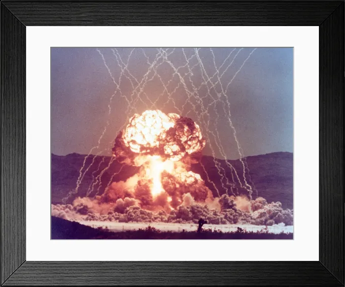 Framed Print : The MET shot detonated on a 400-foot tower with a yield of 22 kilotons. The Military Effects Test aimed to improve battle tactics for a nuclear battlefield Framed Print : The MET shot detonated on a 400-foot tower with a yield of 22 kilotons. The Military Effects Test aimed to improve battle tactics for a nuclear battlefield