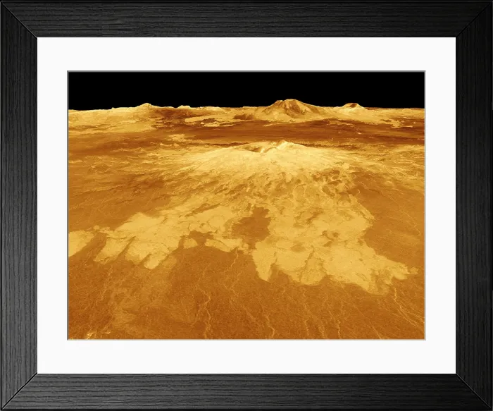 Framed Print : Volcano named Sapas Mons on Venus. This 1990-91 computer-generated image incorporates hues from color images recorded by the Soviet Venera-13 and Venera-14 missions of 1981