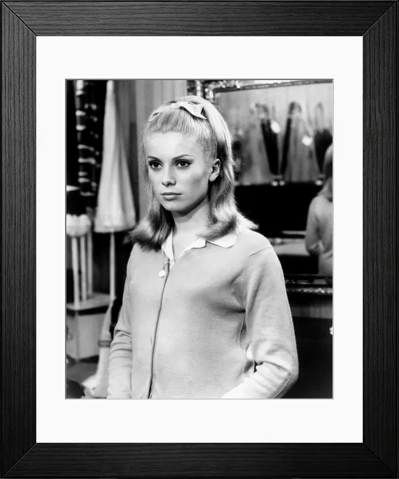 Framed Print : THE UMBRELLAS OF CHERBOURG, (aka LES PARAPLUIES DE CHERBOURG), Catherine Deneuve, 1964