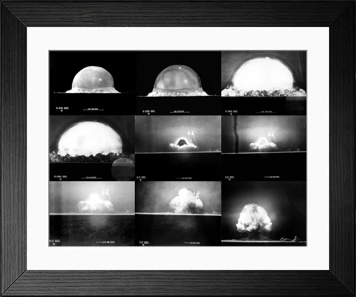 Framed Print : Photographic sequence of the Trinity test, the first manmade nuclear explosion