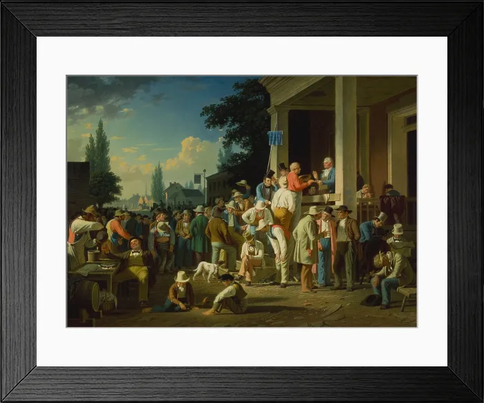 Framed Print : The County Election, 1852, by George Caleb Bingham, American painting, oil on canvas. Bingham depicts a crowd of men gathered around a local polling place Framed Print : The County Election, 1852, by George Caleb Bingham, American painting, oil on canvas. Bingham depicts a crowd of men gathered around a local polling place