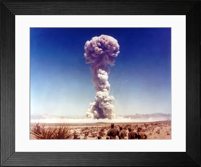 Framed Print : The DOG shot. Military personnel observing a 21 kiloton atomic test. 6, 500 soldiers participated in exercises coordinated with the nuclear tests of the Buster-Jangle series. Nov Framed Print : The DOG shot. Military personnel observing a 21 kiloton atomic test. 6, 500 soldiers participated in exercises coordinated with the nuclear tests of the Buster-Jangle series. Nov