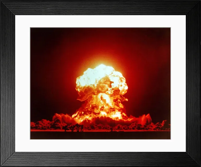 Framed Print : The BADGER shot was a 23 kiloton nuclear bomb. Over 2, 000 US soldiers were within 3.7 kilometers of the explosion and some moved as close a 460 kilometers after the blast
