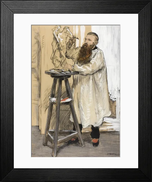 Framed Print : Portrait of the Sculptor Auguste Rodin in his Studio, 1884-1894, by Jean-Franois Rafalli, 1850-1924