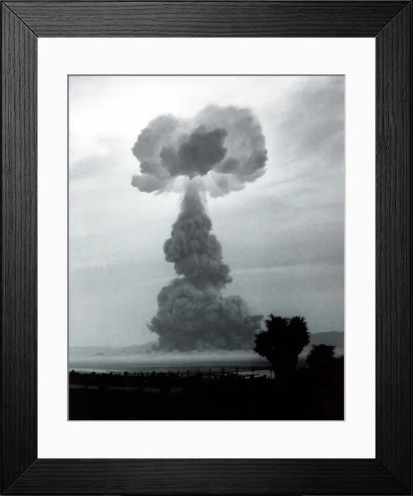 Framed Print : The HARRY shot was a 32 kiloton nuclear blast was detonated on a 300 foot tower