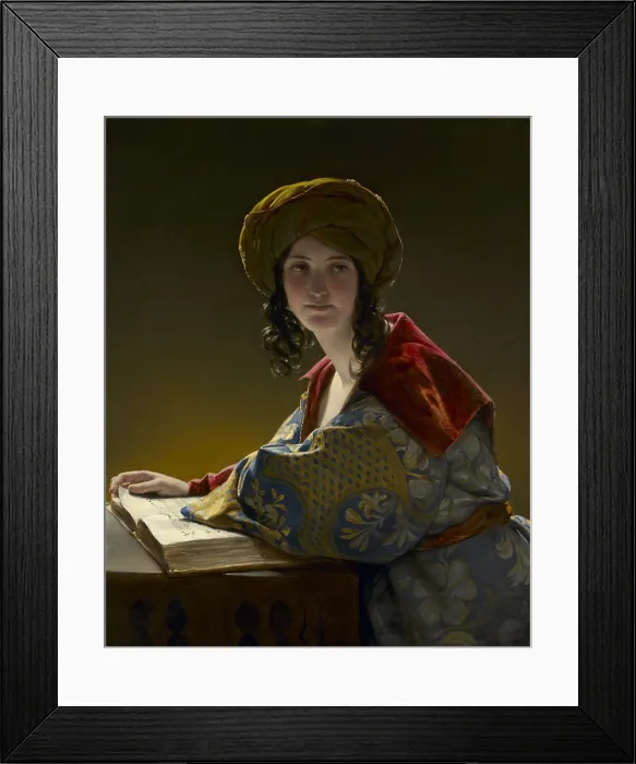 Framed Print : FA-PAI-Austrian-Friedrich-Amerling-Eastern-Woman-1838_CLEVMUS-1991.163 The Young Eastern Woman, 1838, by Friedrich Amerling, 1803-1887, Austrian painting, oil on canvas
