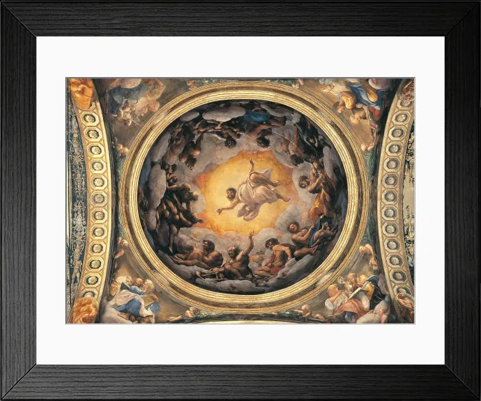 Framed Print : Allegri Antonio known as Correggio, The Vision of St John the Evangelist, the Evangelists and the Doctors of the Church, 1520 - 1524, 16th Century, fresco, Italy, Emilia Romagna