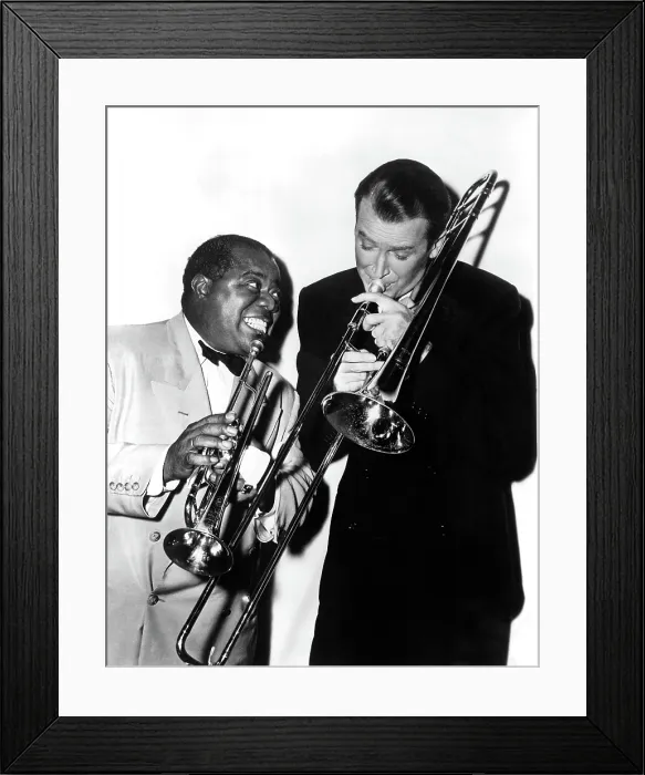 Framed Print : THE GLENN MILLER STORY, Louis Armstrong, James Stewart, 1954 Framed Print : THE GLENN MILLER STORY, Louis Armstrong, James Stewart, 1954