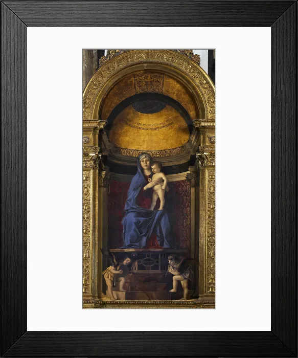 Framed Print : Frari Triptych, by Giovanni Bellini, 1485 - 1488 about, 15th Century, panel, cm 184 x 79central panel 115 x 46 - Italy, Veneto, Venice, Santa Maria Gloriosa dei Frari Basilica