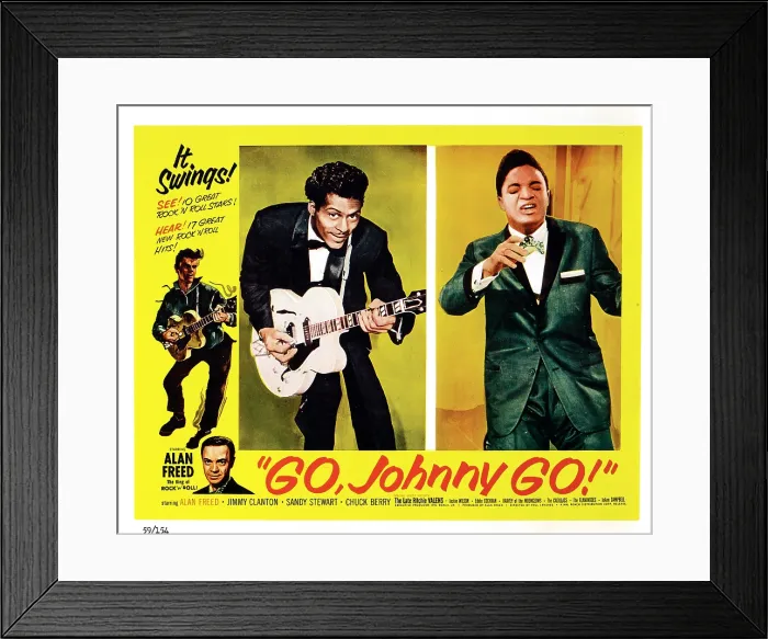 Framed Print : GO, JOHNNY, GO!, bottom left: Alan Freed, 2nd left: Chuck Berry, Jackie Wilson, 1959