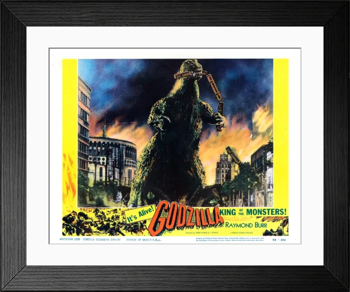 Framed Print : GODZILLA, KING OF THE MONSTERS!, lobbycard, 1956