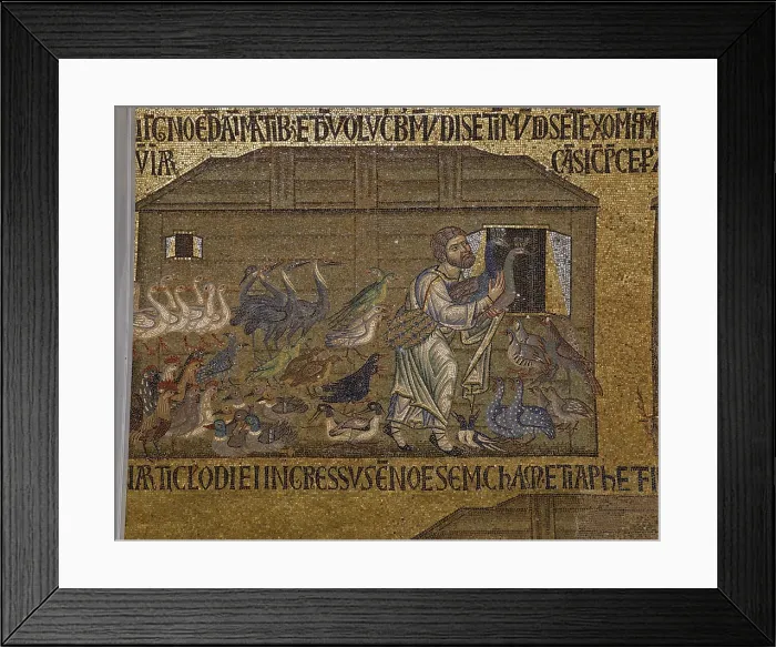 Framed Print : St Marks Basilica, Venice, by Unknown Artist, 10th Century, - Italy, Veneto, Venice, San Marco Basilica. Detail. South Vault. Noah gathers birds into the ark