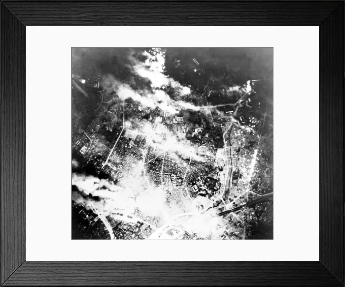 Framed Print : Tokyo burns under B-29 firebomb assault. In this raid, 464 B-29s fire bombed the area immediately south of the Imperial Palace. May 26, 1945. World War 2. (BSLOC_2014_6_34) Framed Print : Tokyo burns under B-29 firebomb assault. In this raid, 464 B-29s fire bombed the area immediately south of the Imperial Palace. May 26, 1945. World War 2. (BSLOC_2014_6_34)