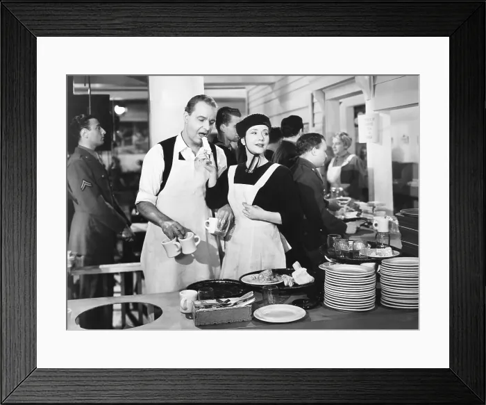 Framed Print : STAGE DOOR CANTEEN, from left: Alfred Lunt, Lynn Fontanne, 1943 Framed Print : STAGE DOOR CANTEEN, from left: Alfred Lunt, Lynn Fontanne, 1943