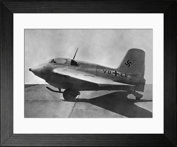 Framed Print : German Me 163 was a high-speed, fast-climbing defensive fighter with a rocket engine. Over 300 were built, but the Komet proved ineffective as a fighter