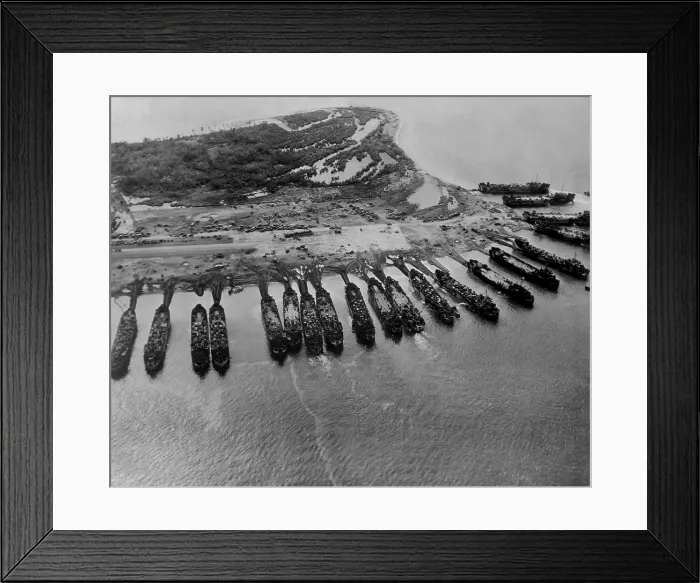 Framed Print : LST's moored near Tacloban, Leyte Island, Philippines, shortly after the Oct. 20, 1944 invasion