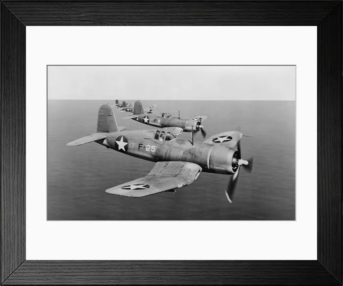 Framed Print : U.S. Navy F4Us, Corsairs, in flight over South Pacific in 1943, during World War 2. (BSLOC_2014_6_46)