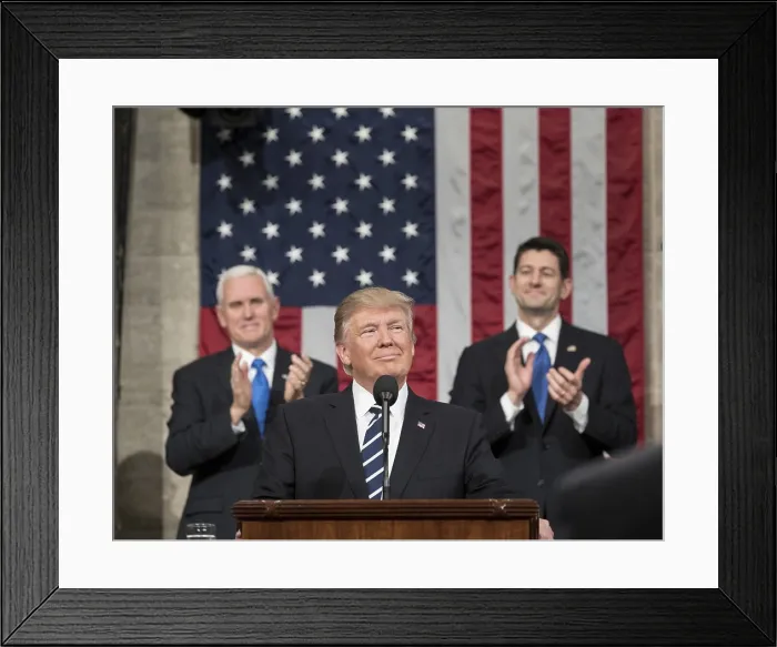 Framed Print : President Donald Trump delivers his first address to a joint session of Congress, Feb. 28, 2017
