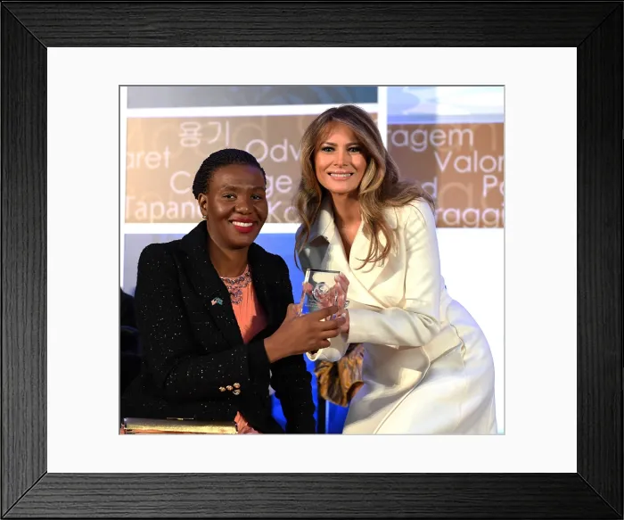 Framed Print : First Lady Melania Trump with Malebogo Molefhe of Botswana, March 29, 2017 Framed Print : First Lady Melania Trump with Malebogo Molefhe of Botswana, March 29, 2017