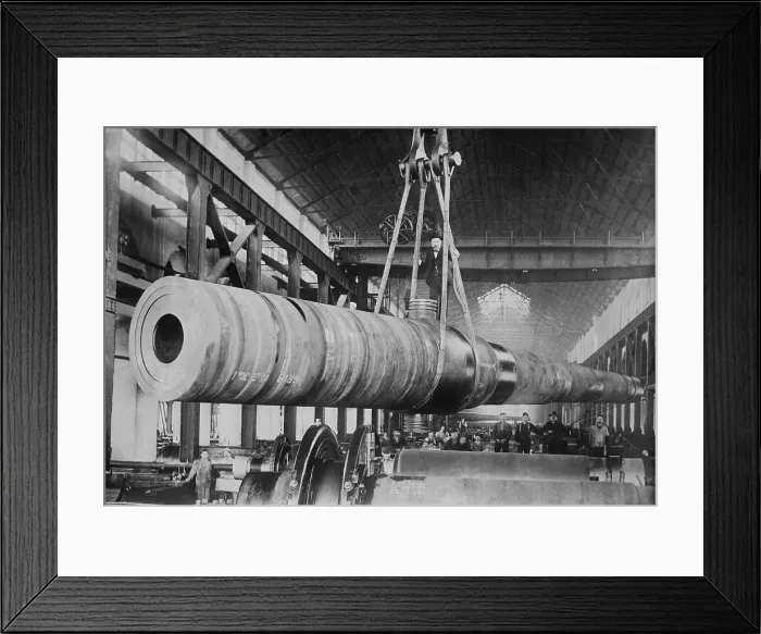 Framed Print : American 16 inch cannon under construction during World War 1