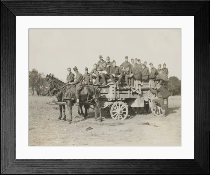 Framed Print : Cheerful soldiers of B Battery, 102nd Field Artillery freshly bathed with clean clothes. Saacy, France, Aug. 10, 1918 Framed Print : Cheerful soldiers of B Battery, 102nd Field Artillery freshly bathed with clean clothes. Saacy, France, Aug. 10, 1918