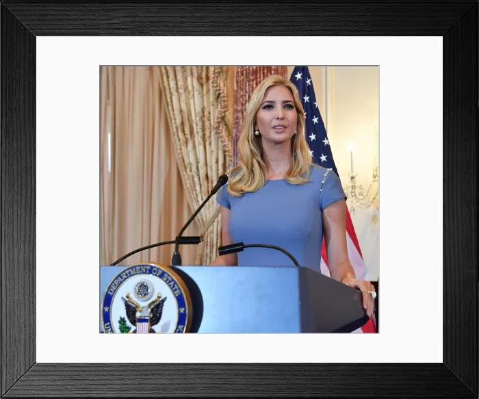Framed Print : Ivanka Trump speaks at a US State Department ceremony, June 27, 2017. She and Sec Framed Print : Ivanka Trump speaks at a US State Department ceremony, June 27, 2017. She and Sec