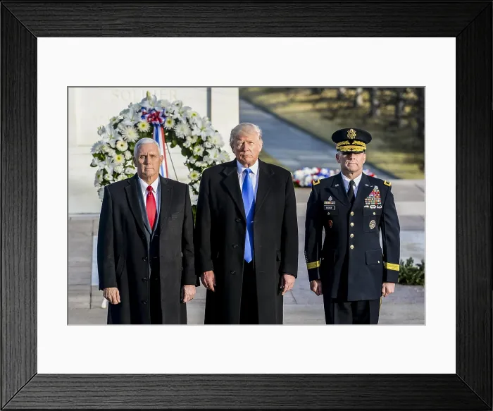 Framed Print : President-elect Donald Trump, VP-elect Michael Pence, and Army Maj. Gen. Bradley Becker. On Jan Framed Print : President-elect Donald Trump, VP-elect Michael Pence, and Army Maj. Gen. Bradley Becker. On Jan