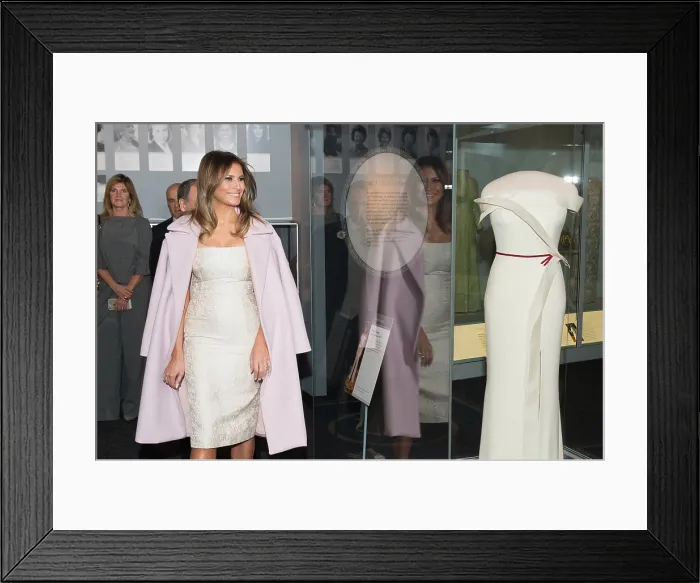 Framed Print : First Lady Melania Trump at the presentation of her inaugural gown to the Smithsonian Museum, Oct. 20, 2017