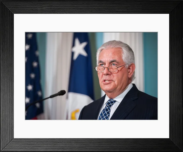 Framed Print : US Secretary of State Rex Tillerson speaks at the 2016 International Religious Freedom Report, Aug. 15, 2027 (BSLOC_2017_18_128) Framed Print : US Secretary of State Rex Tillerson speaks at the 2016 International Religious Freedom Report, Aug. 15, 2027 (BSLOC_2017_18_128)