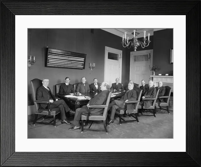 Framed Print : President Woodrow Wilson with his Cabinet, c. 1913-1914. L-R: President Wilson; William G
